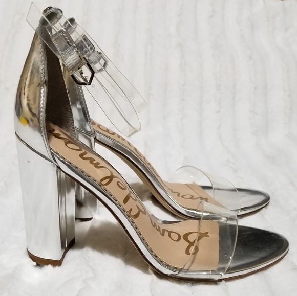 sam edelman silver block heel